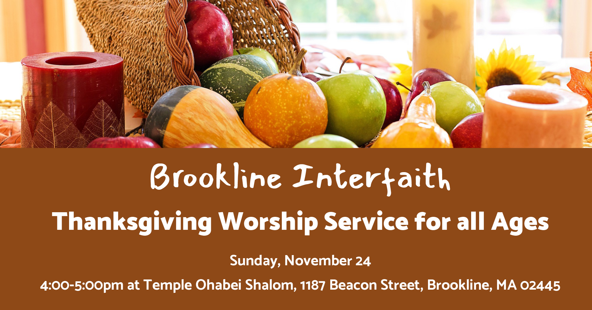 Brookline Interfaith Thanksgiving Worship (in person)